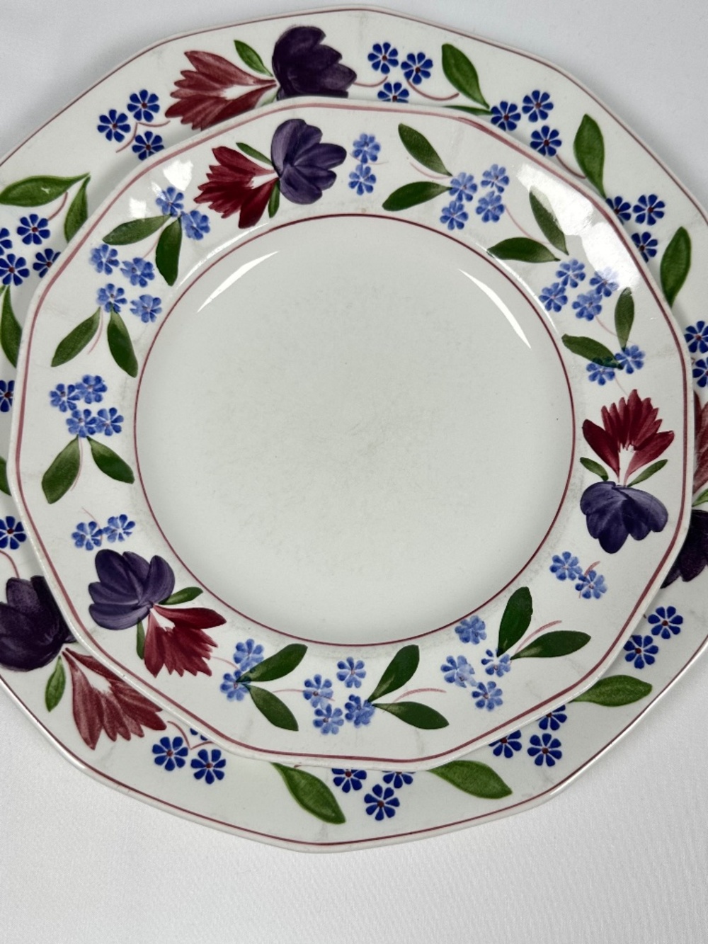 Adams England Old Colonial Ironstone Dinner (2) & Salad (2) Plates Floral Design